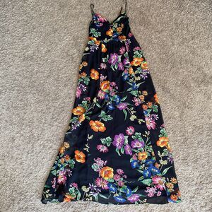 EXPRESS Black Floral Peep Hole Adjustable Strap Fully Lined Maxi Dress Size XS